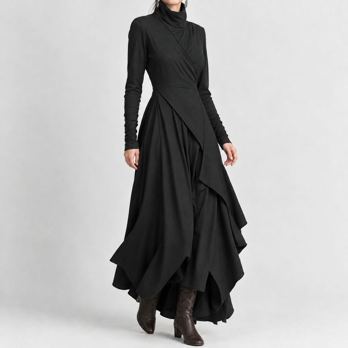 Hepple Draped Maxi Dress - Black