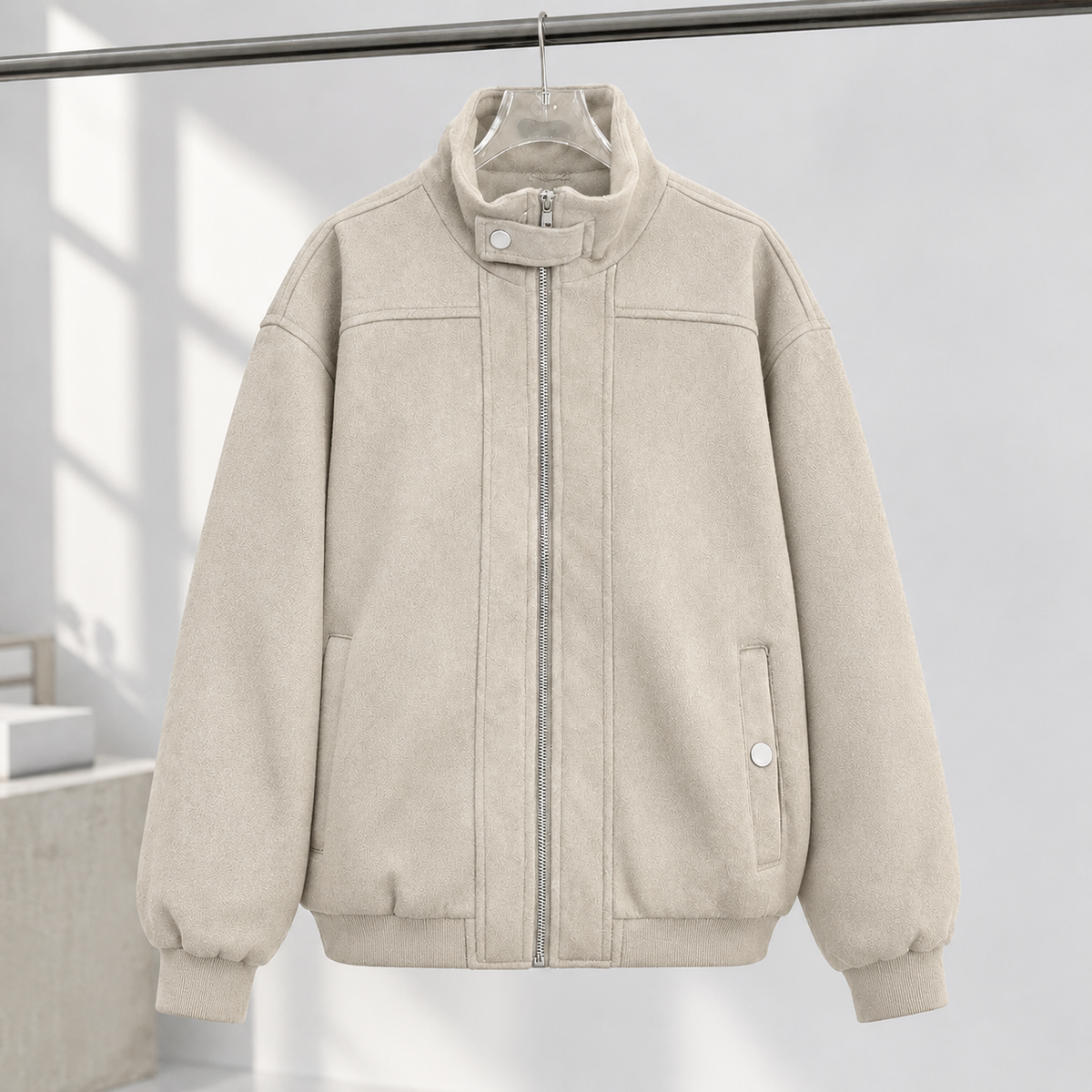 Scorton Suede Bomber Jacket - Beige
