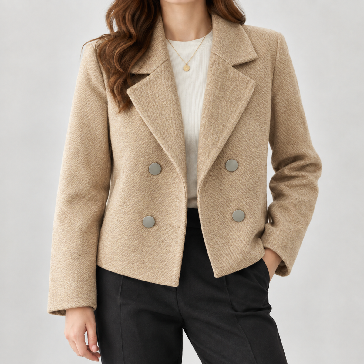 Amelie Double Breasted Jacket - Camel