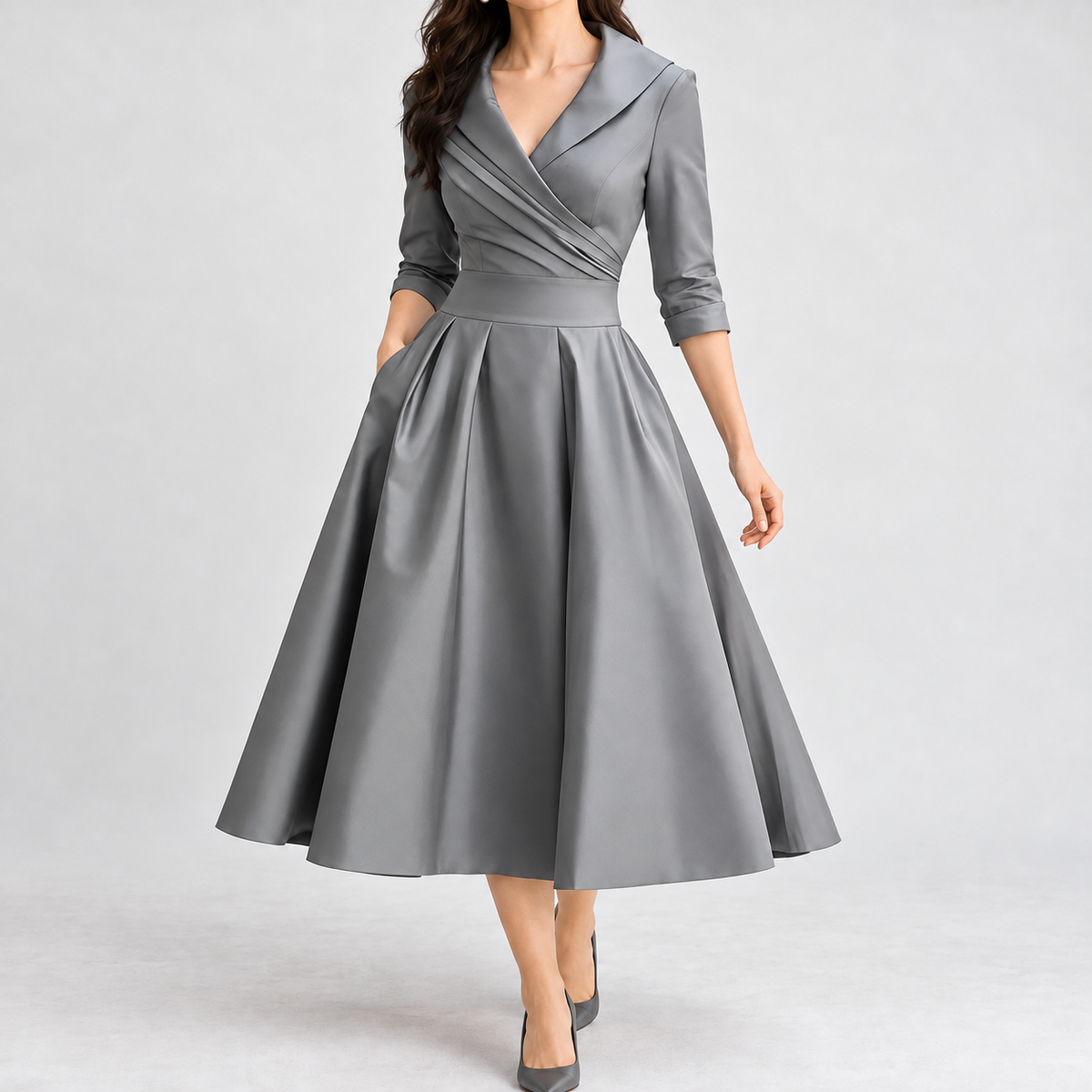 Denholm Fit And Flare Dress - Gray