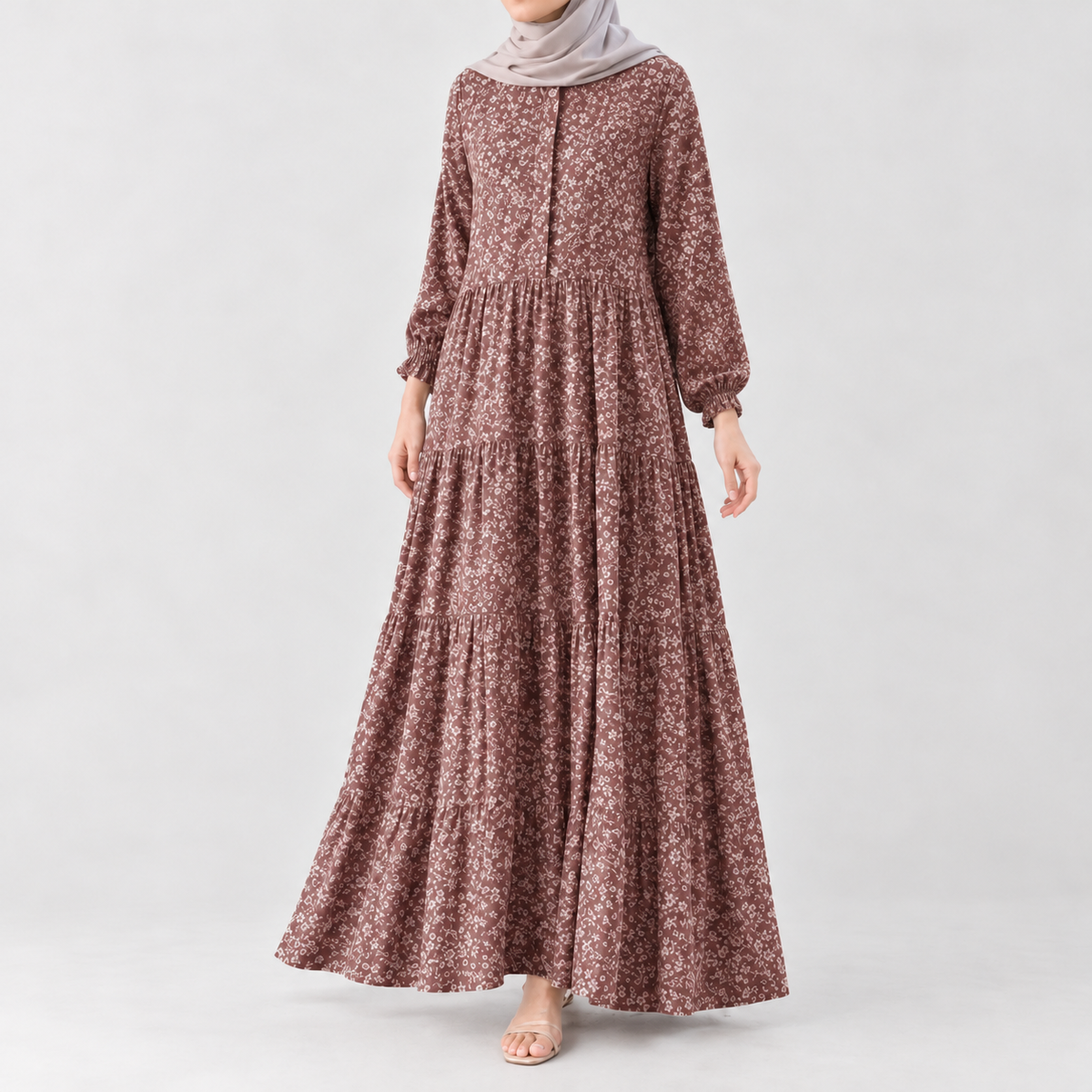 Alnmouth Tiered Maxi Dress - Wine Red