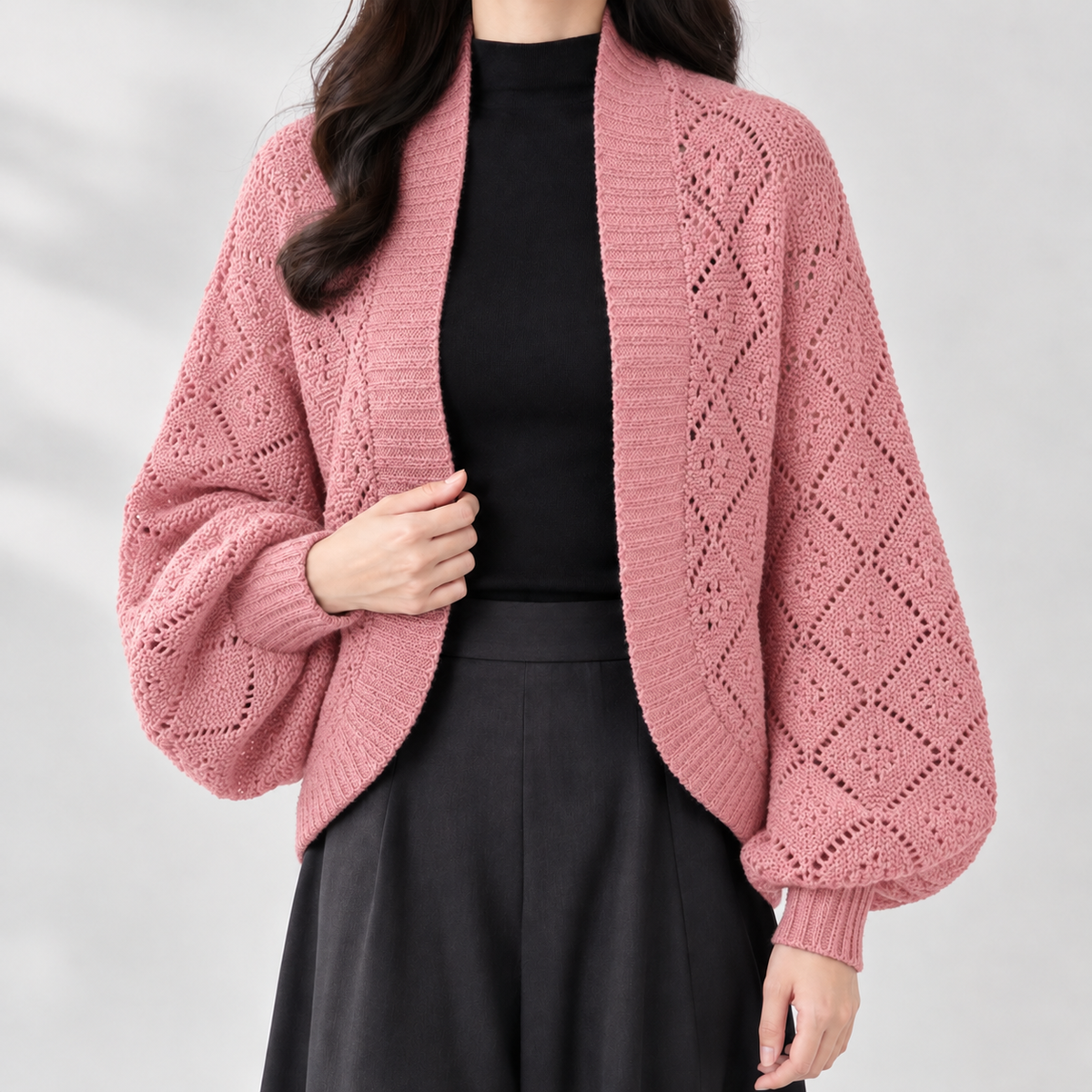 Burnsall Openwork Cardigan - Pink