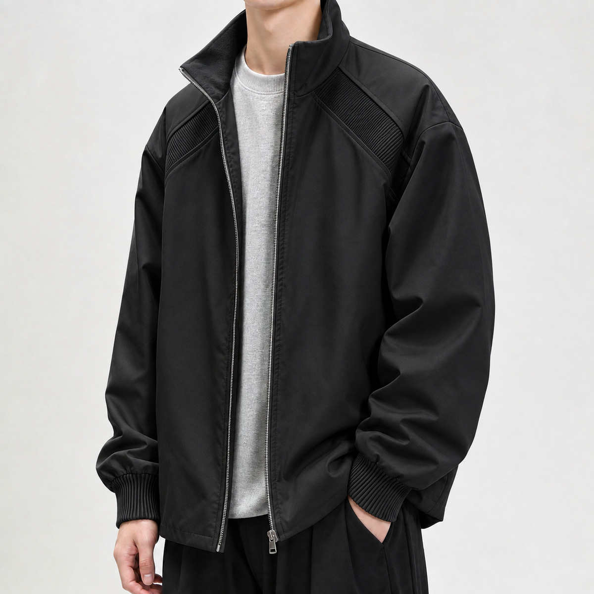 Dario Stand Collar Jacket - Black