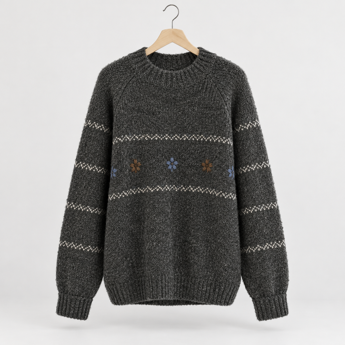 Venton Embroidered Sweater - Dark Gray