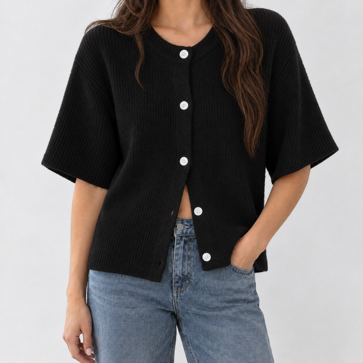 Burneside Ribbed Cardigan - Black