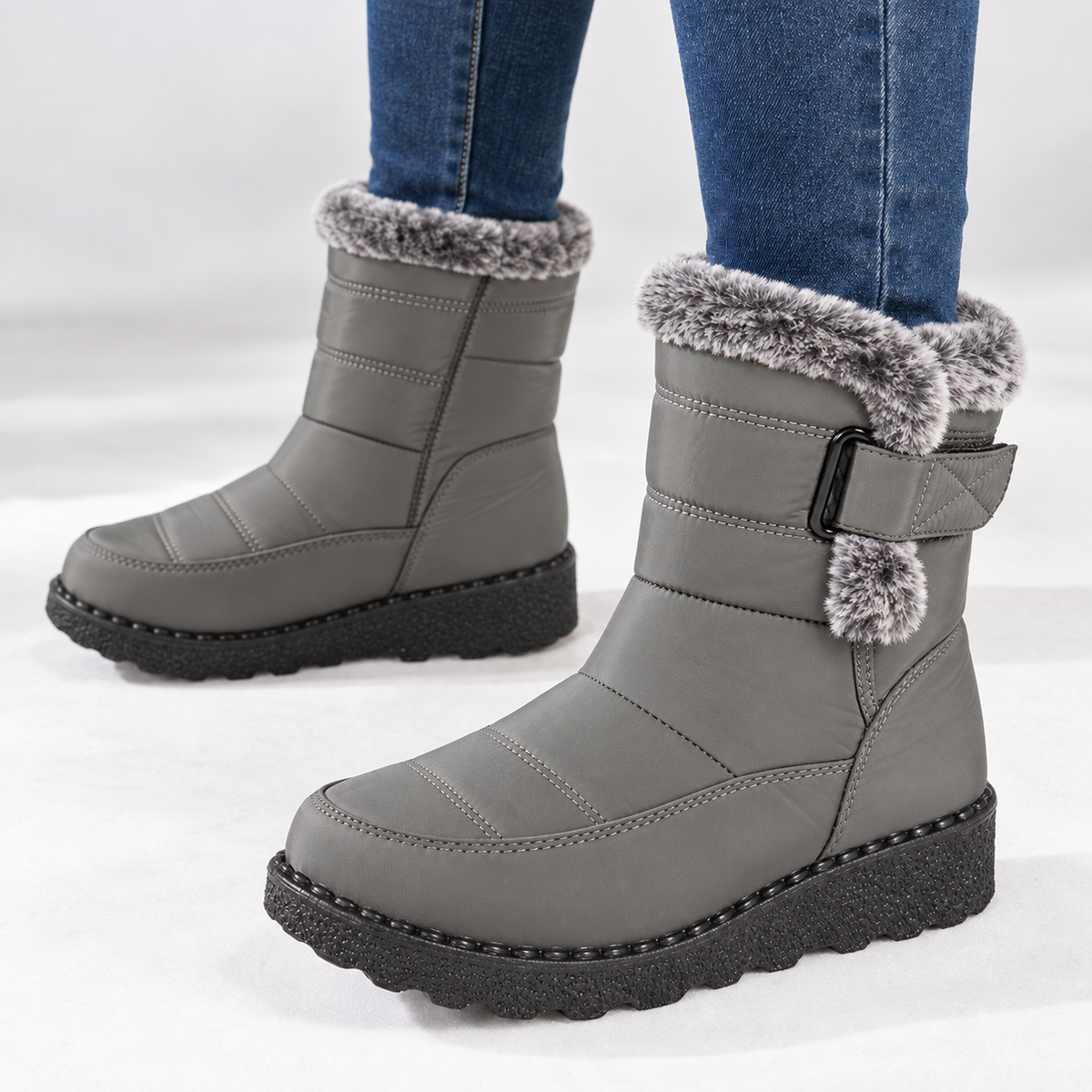 Sorrento Quilted Boots - Silver Gray