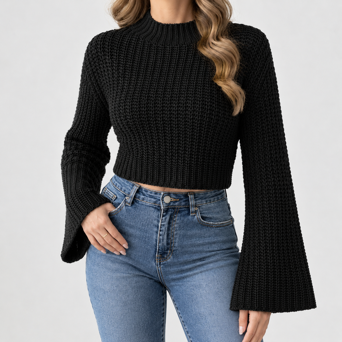 Warmwell Mock Neck Sweater - Black