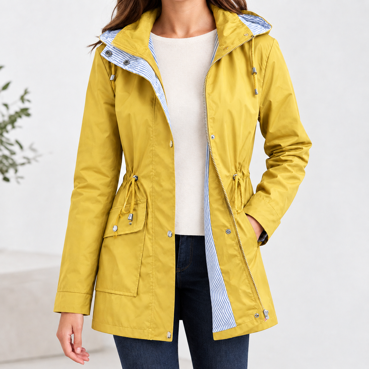 Geraldine Hooded Jacket - Mustard Yellow