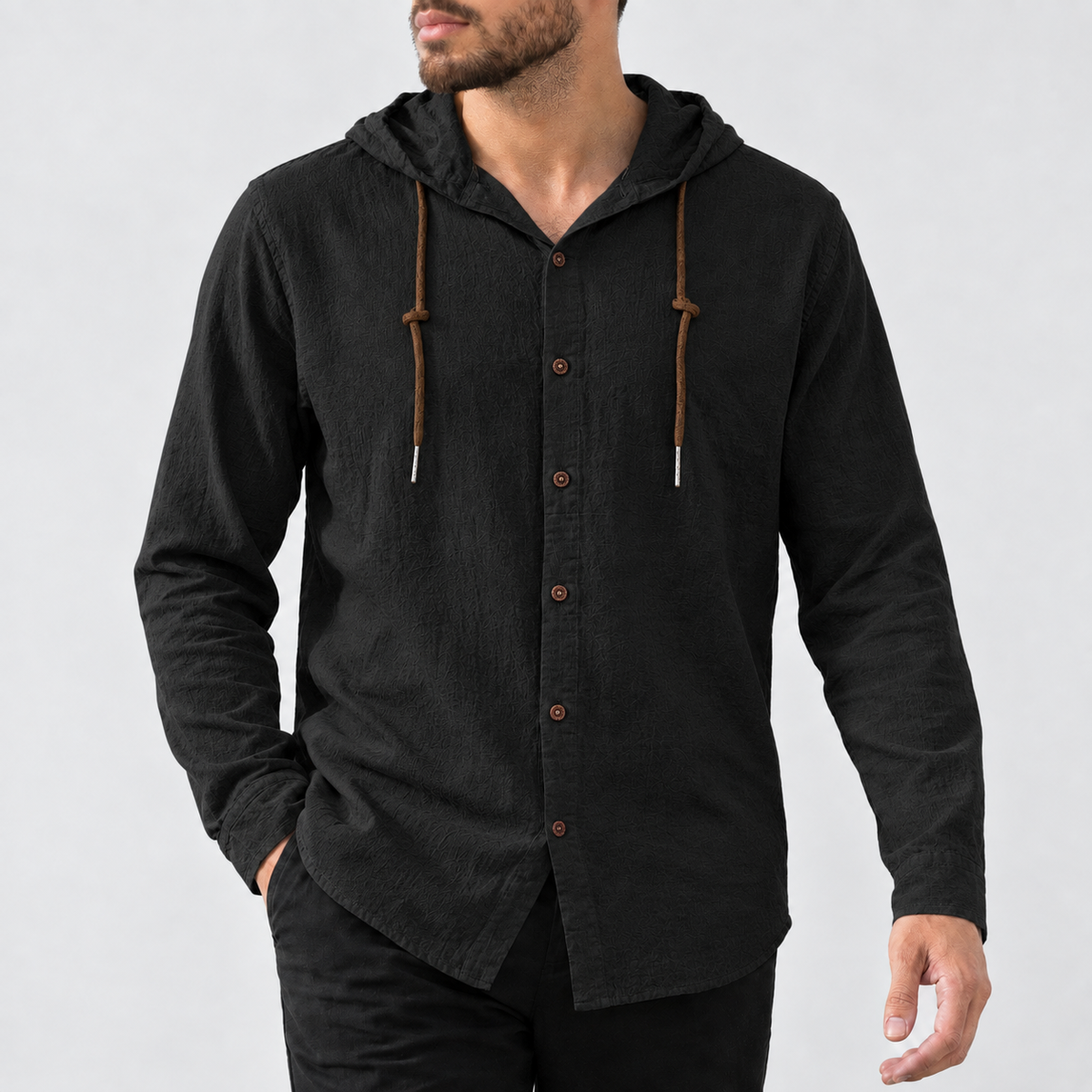 Caleb Hooded Shirt - Black