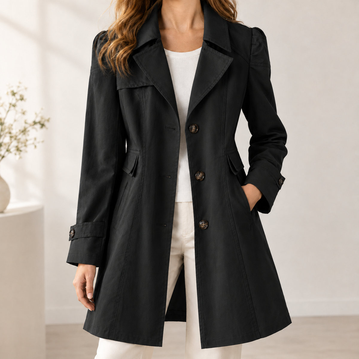 Raithby Tailored Trench Coat - Black