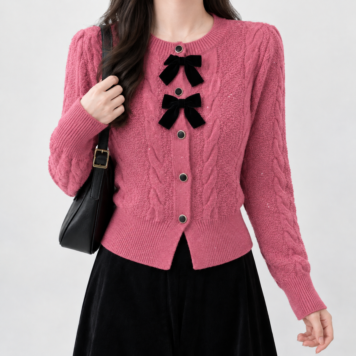 Greygarth Bow Cardigan - Rose Red