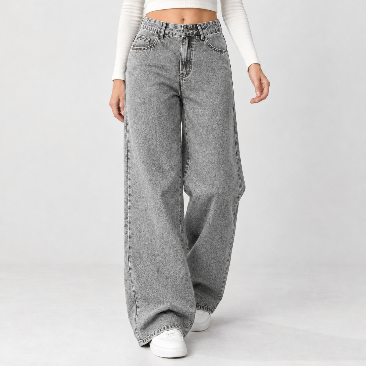 Melrose Wide Leg Jeans - Image Light Gray