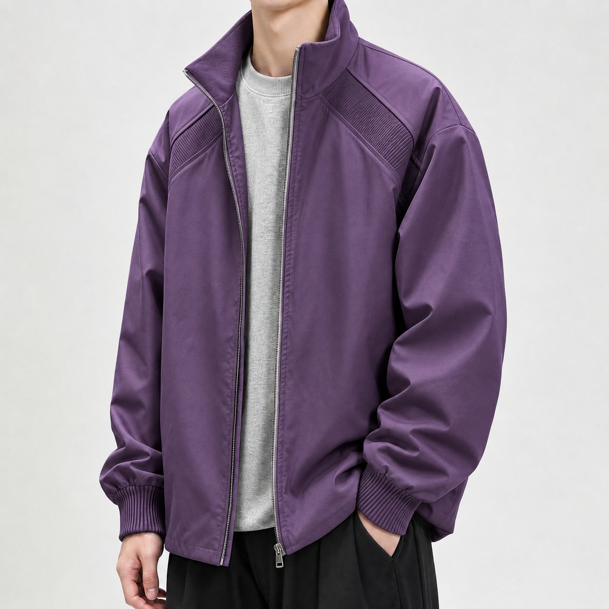 Dario Stand Collar Jacket - Purple