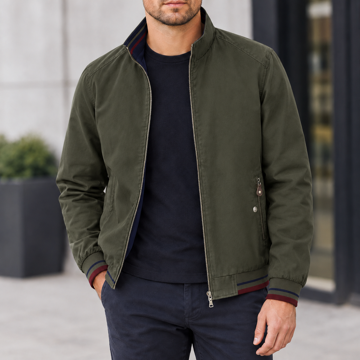 Witherslack Stand Collar Jacket - Army Green
