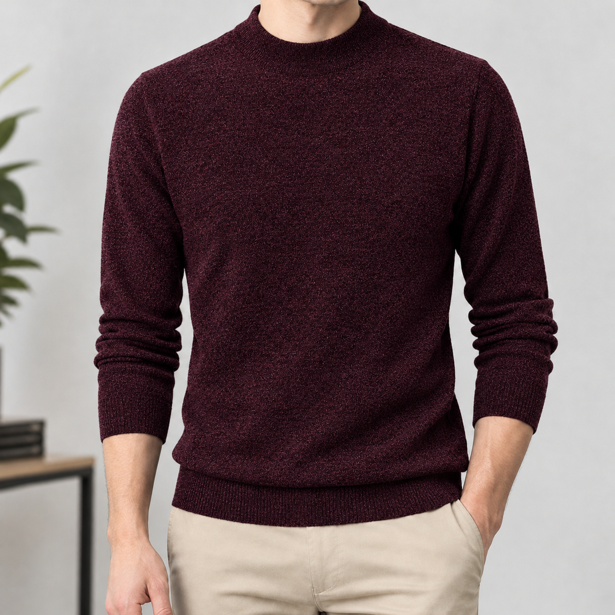 Boothby Mock Neck Sweater - Burgundy