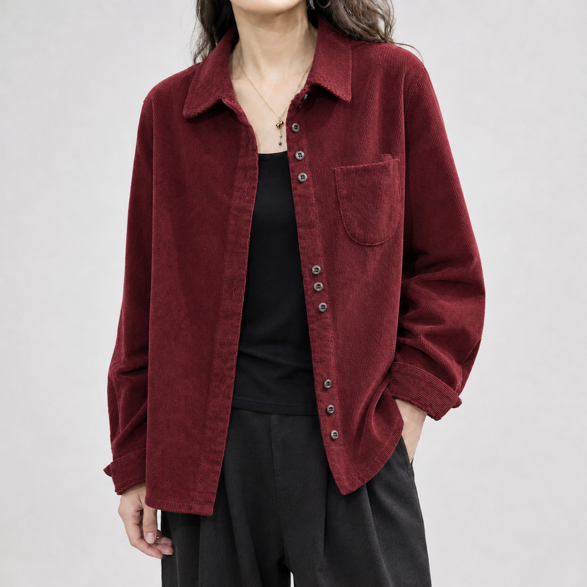 Staverton Corduroy Overshirt - Red Wine