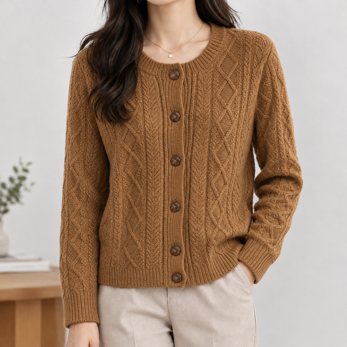 Hampreston Wool Cardigan - Brown