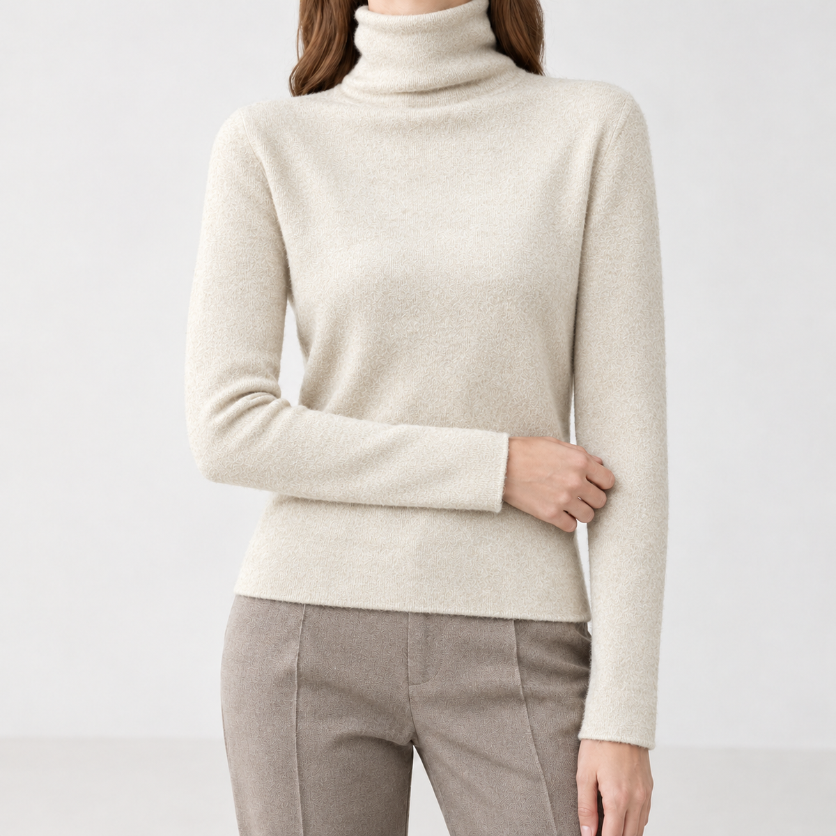 Polperro Cashmere Turtleneck - Original Rice