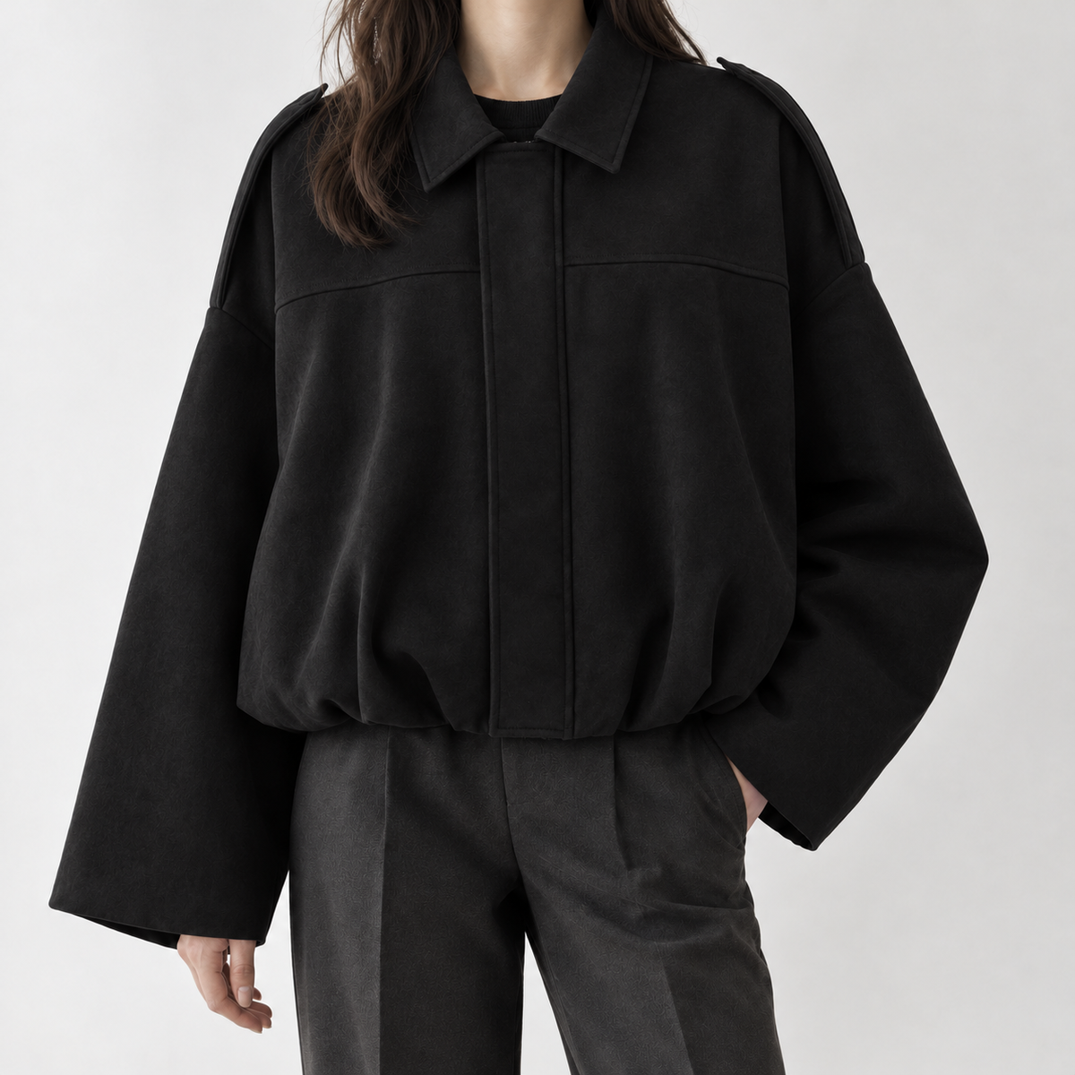 Belstone Suede Bomber Jacket - Black