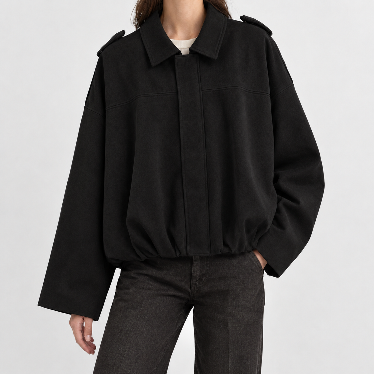Kinsham Suede Bomber Jacket - Black