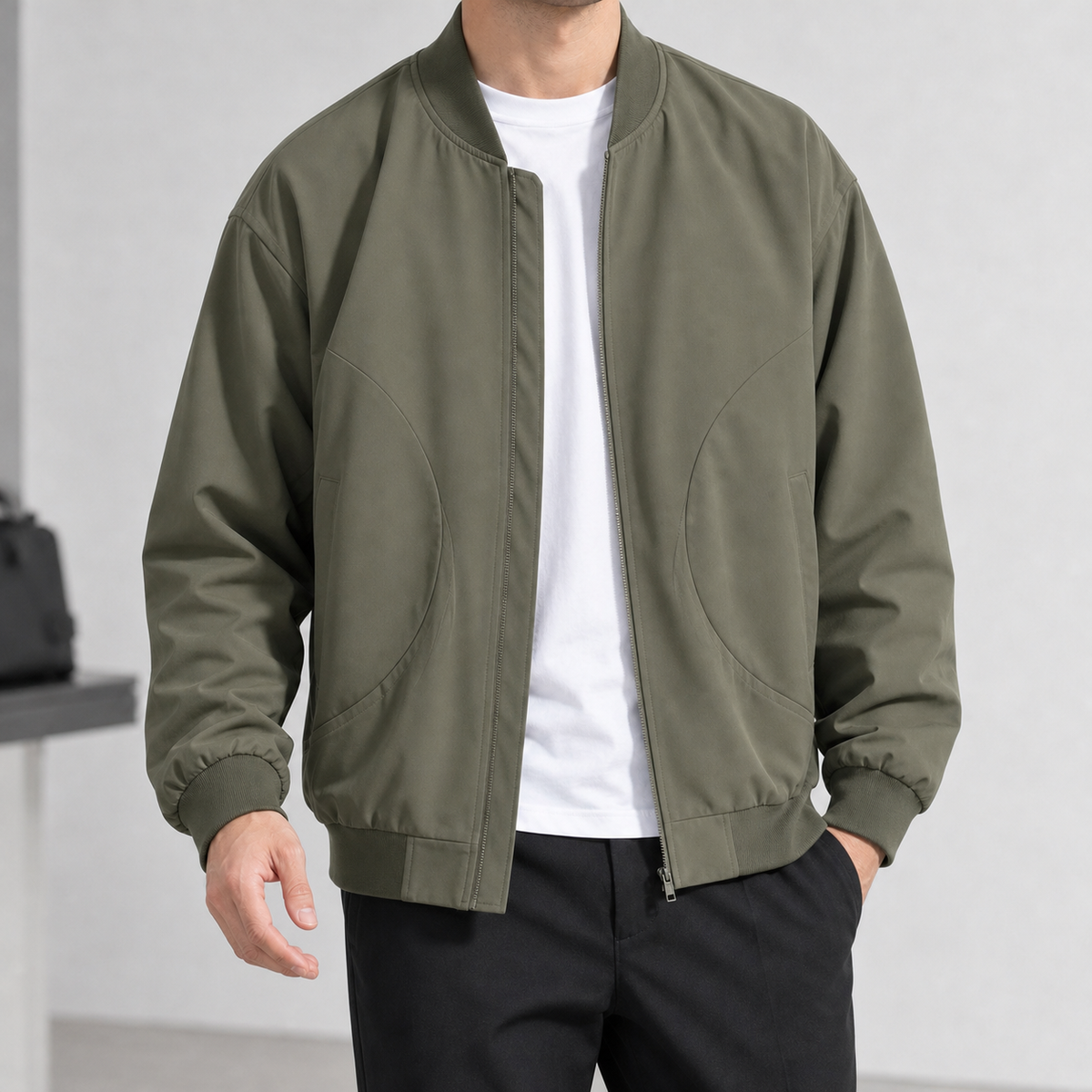 Newlands Paneled Bomber Jacket - Green