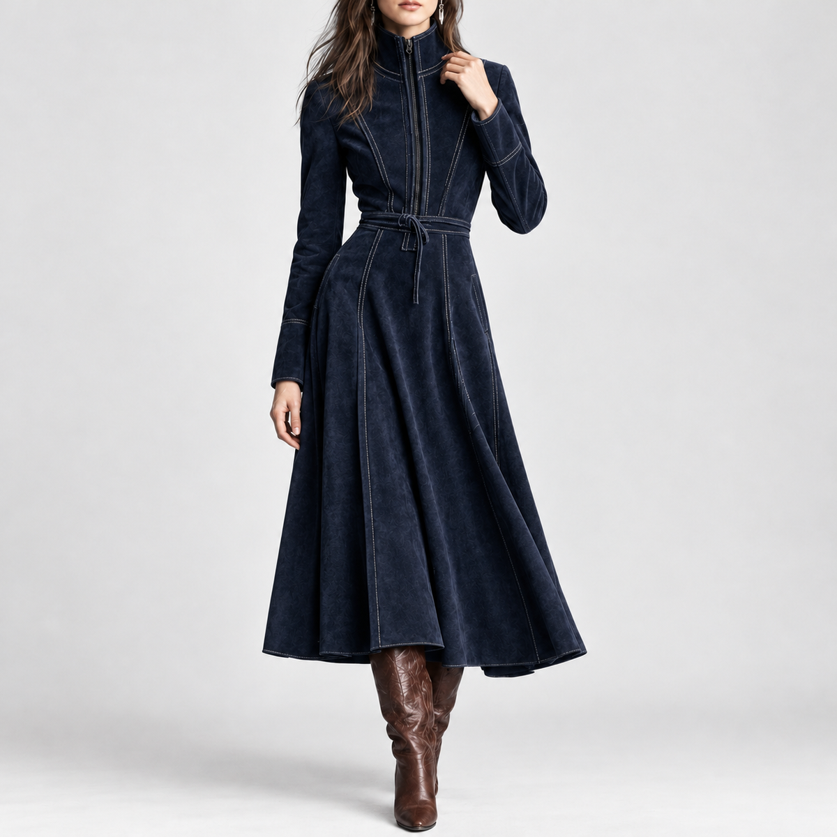 Urswick A-Line Dress - Navy Blue