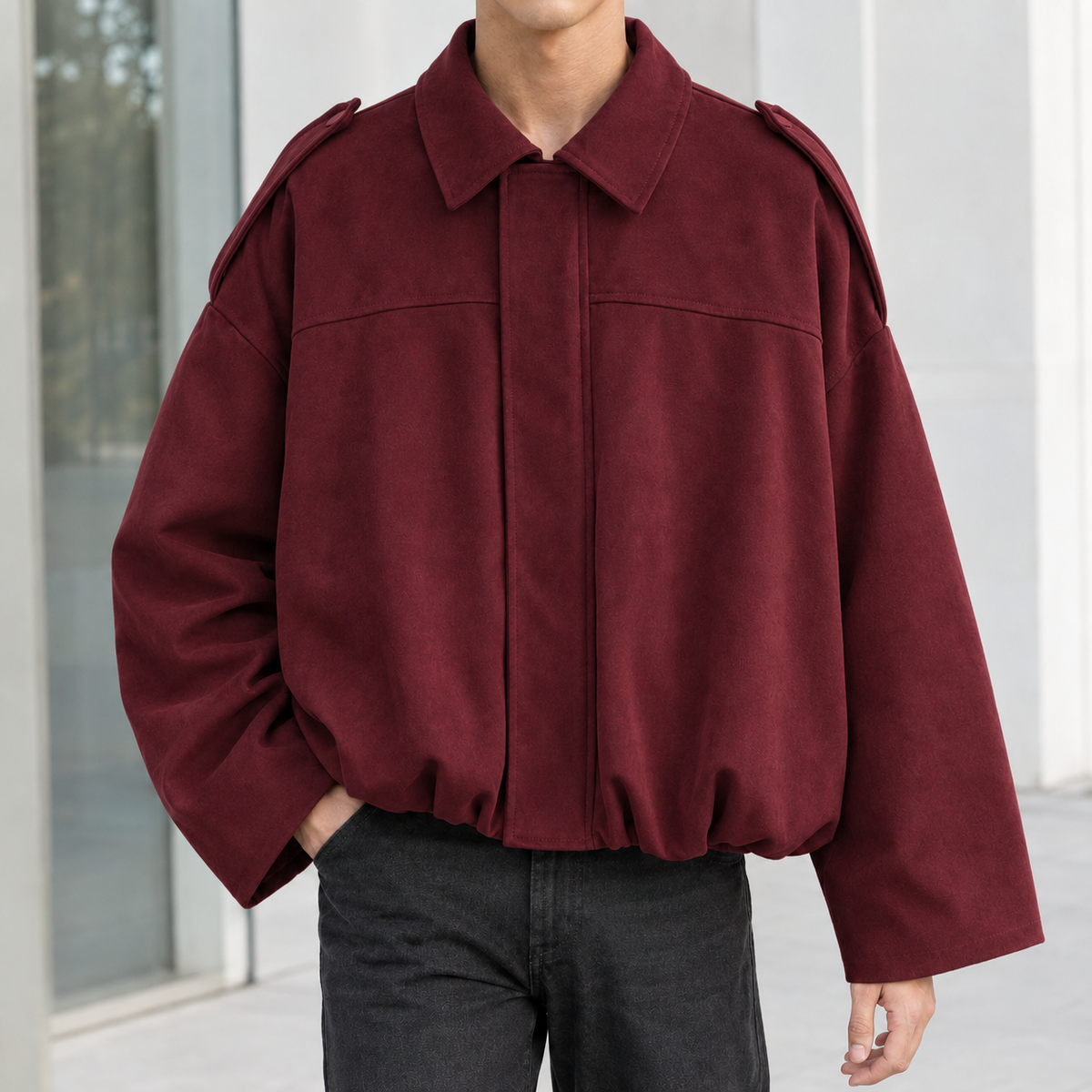 Dorian Suede Jacket - Wine Red