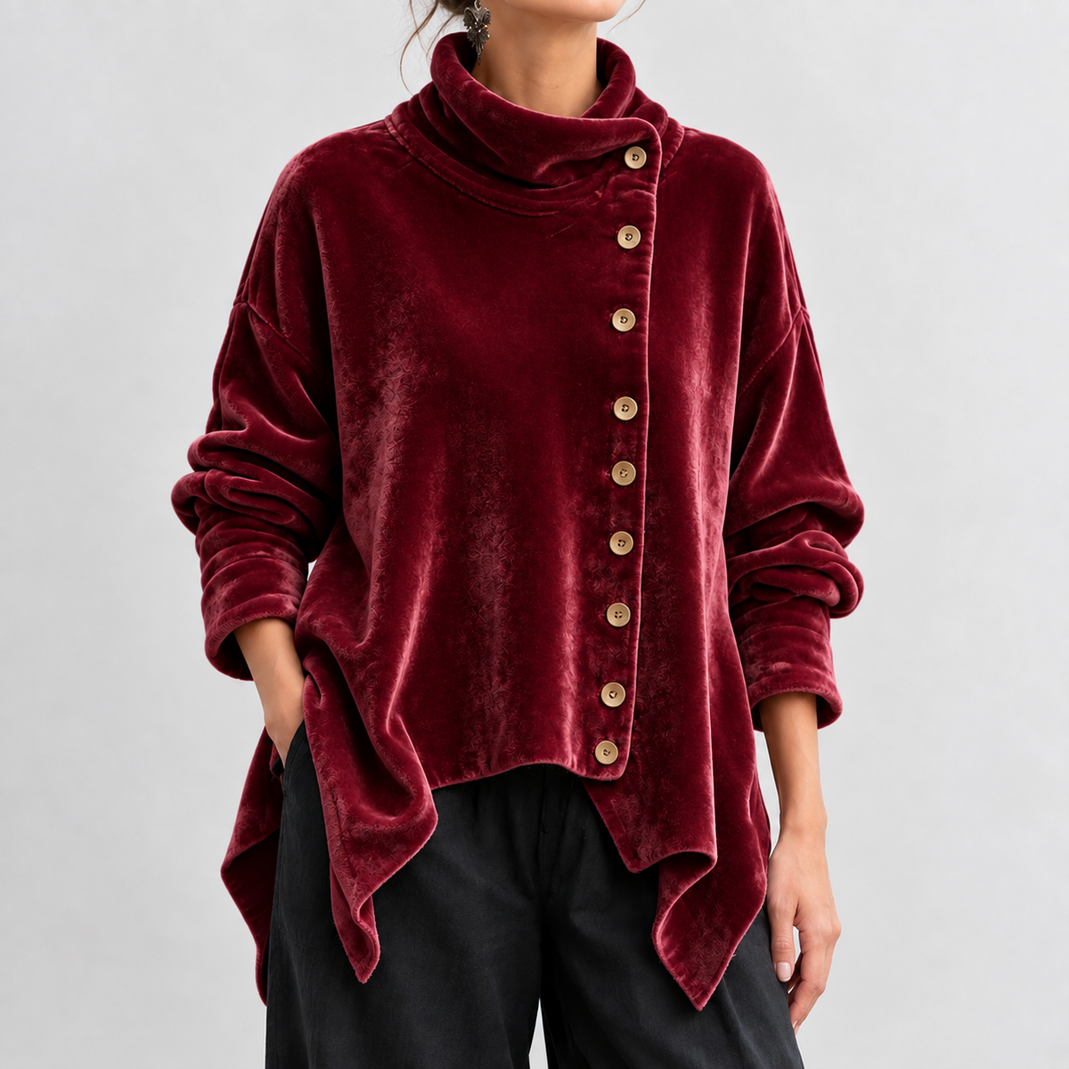 Elena Velvet Cardigan - Red