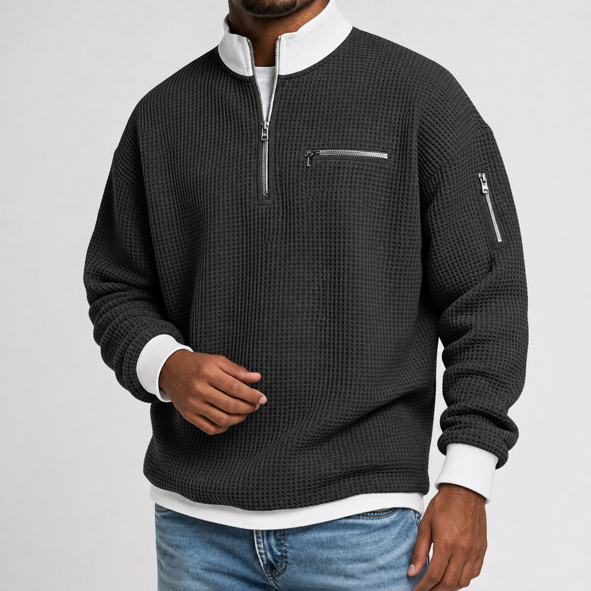 Romaldkirk Waffle Pullover - Black