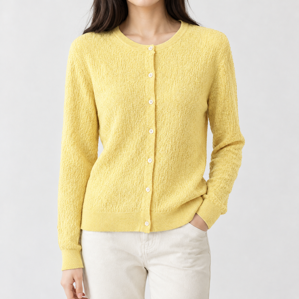 Burmington Silk Wool Cardigan - Yellow