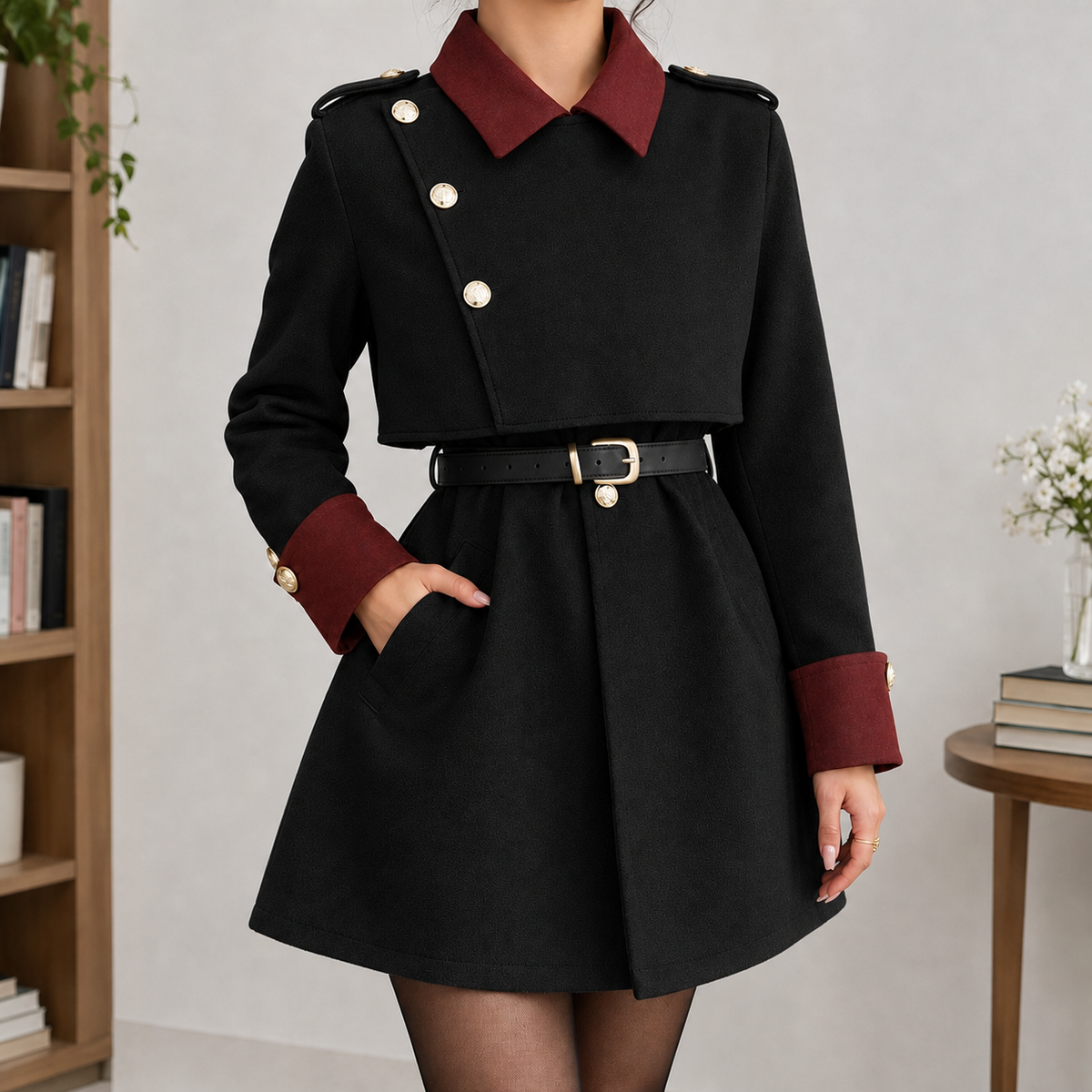 Stainforth Belted Coat - Black