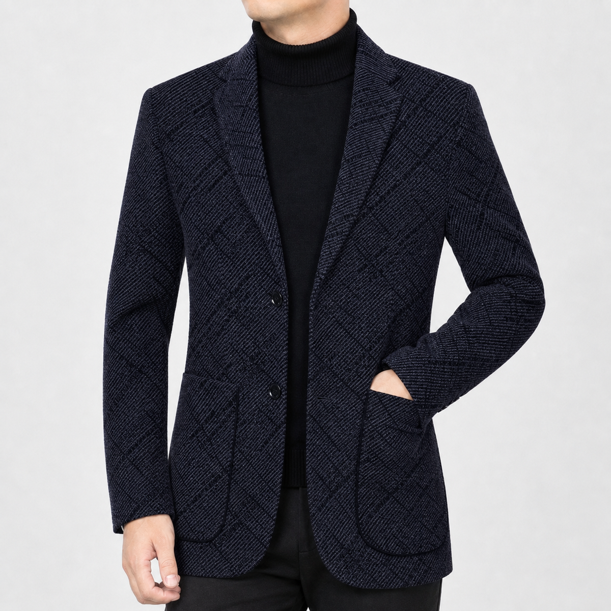 Harlan Textured Jacket - Blue