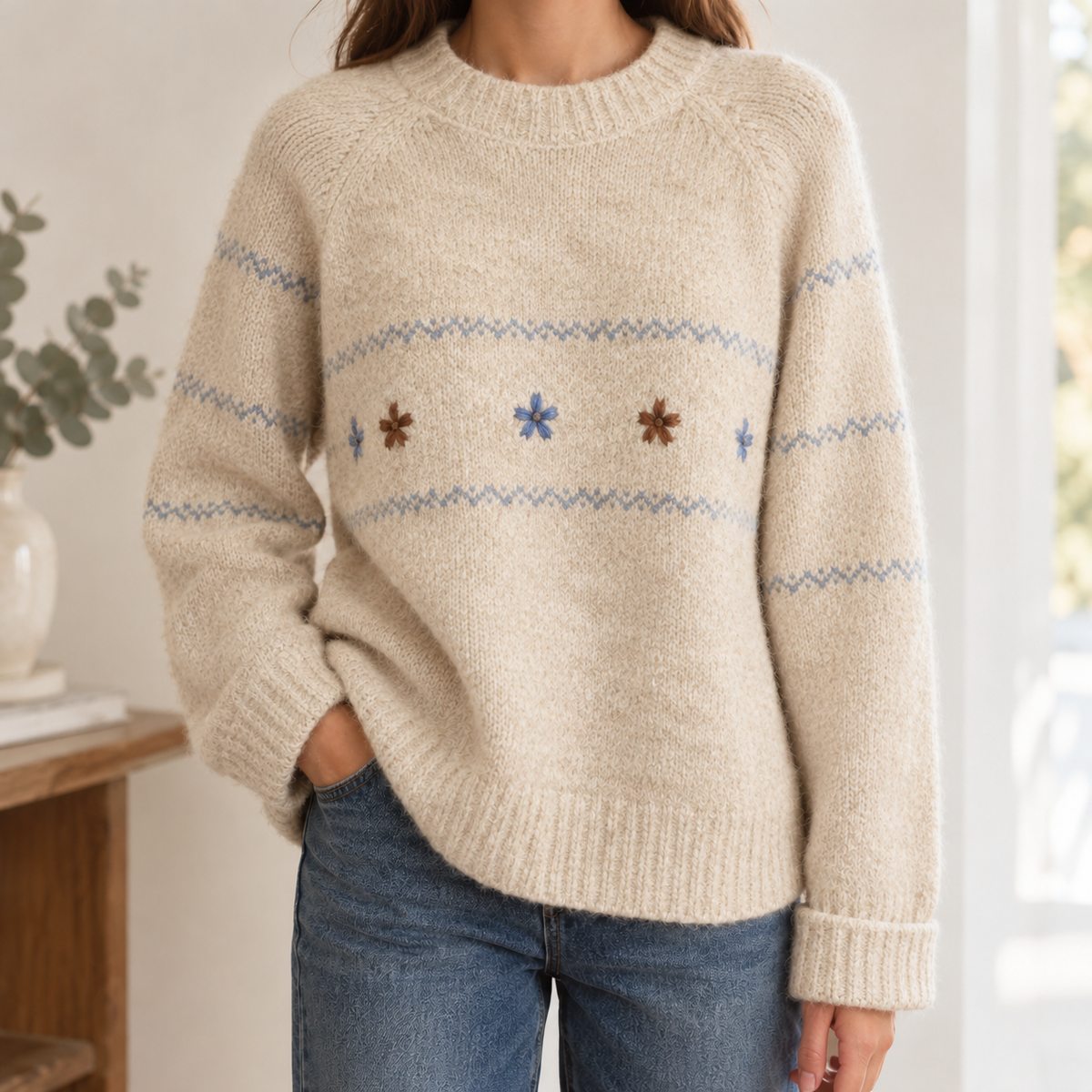 Venton Embroidered Sweater - Apricot
