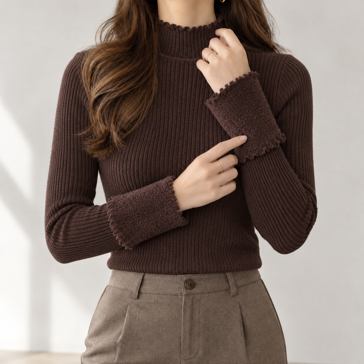 Newholm Ribbed Sweater - Brown