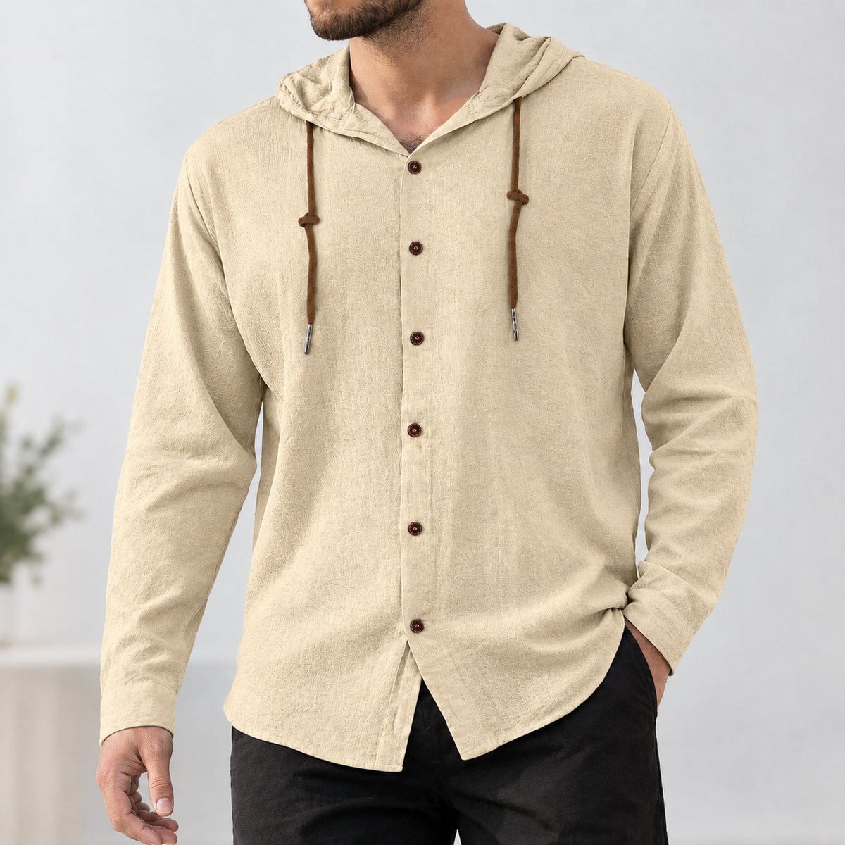 Caleb Hooded Shirt - Khaki