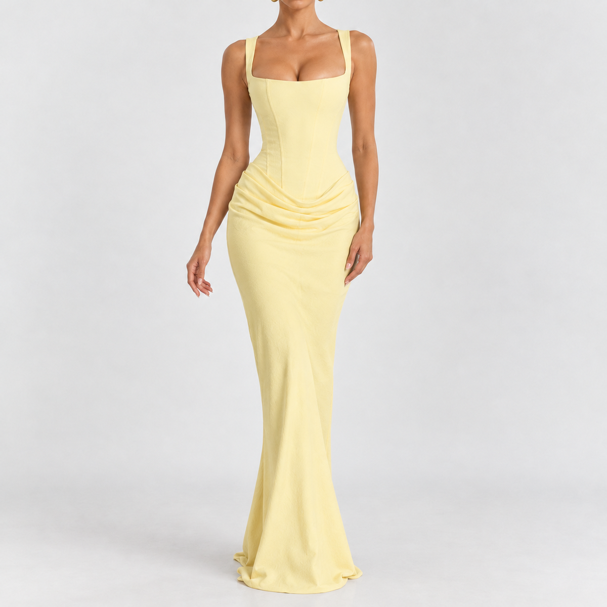 Brackenthwaite Ruched Corset Dress - Butter Yellow