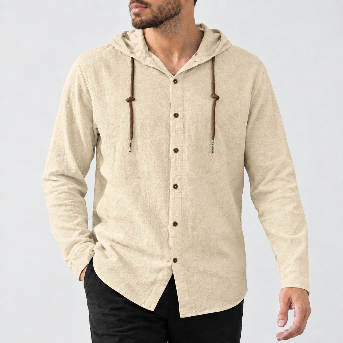 Caleb Hooded Shirt - Khaki