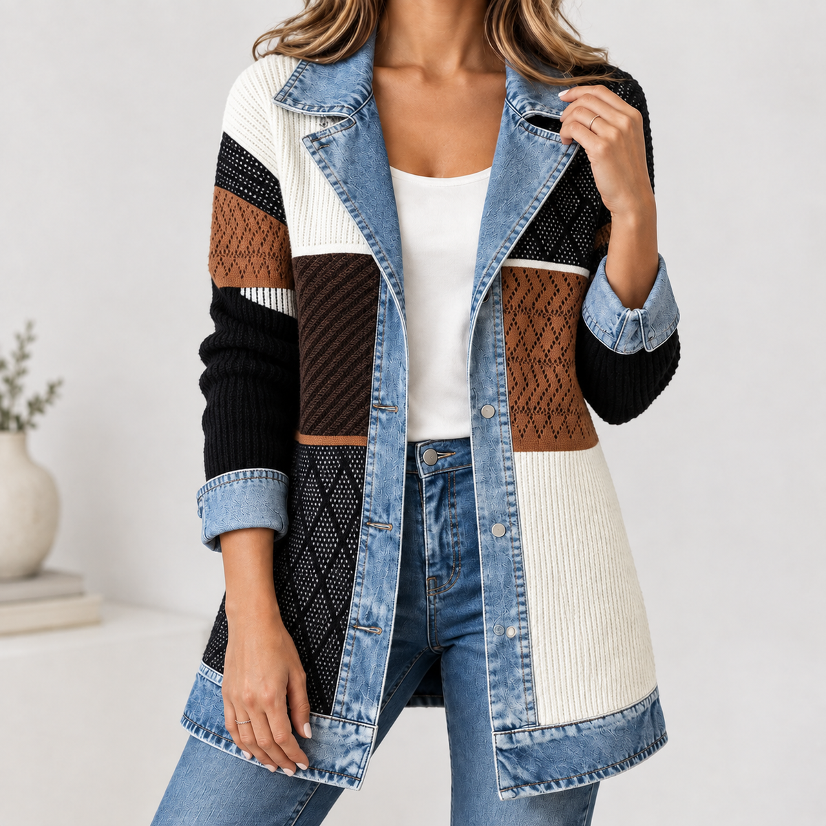 Anouska Denim-Trim Jacket - Block