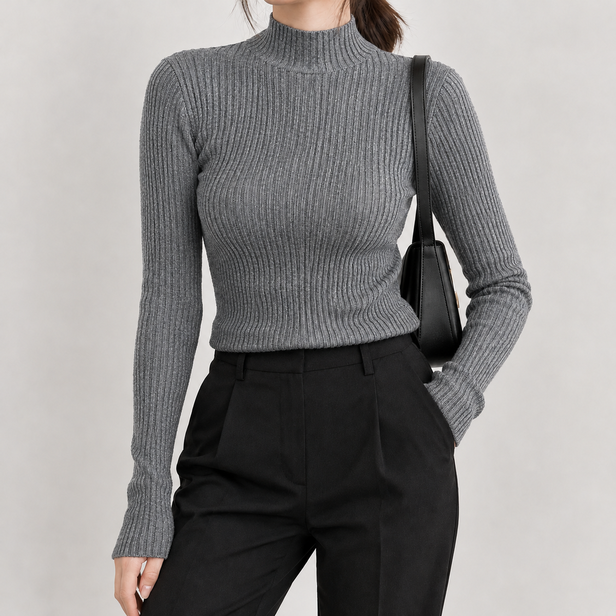 Pilsdon Cashmere Turtleneck Top - Gray