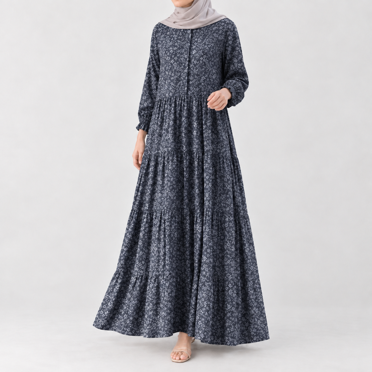 Alnmouth Tiered Maxi Dress - Dark Blue