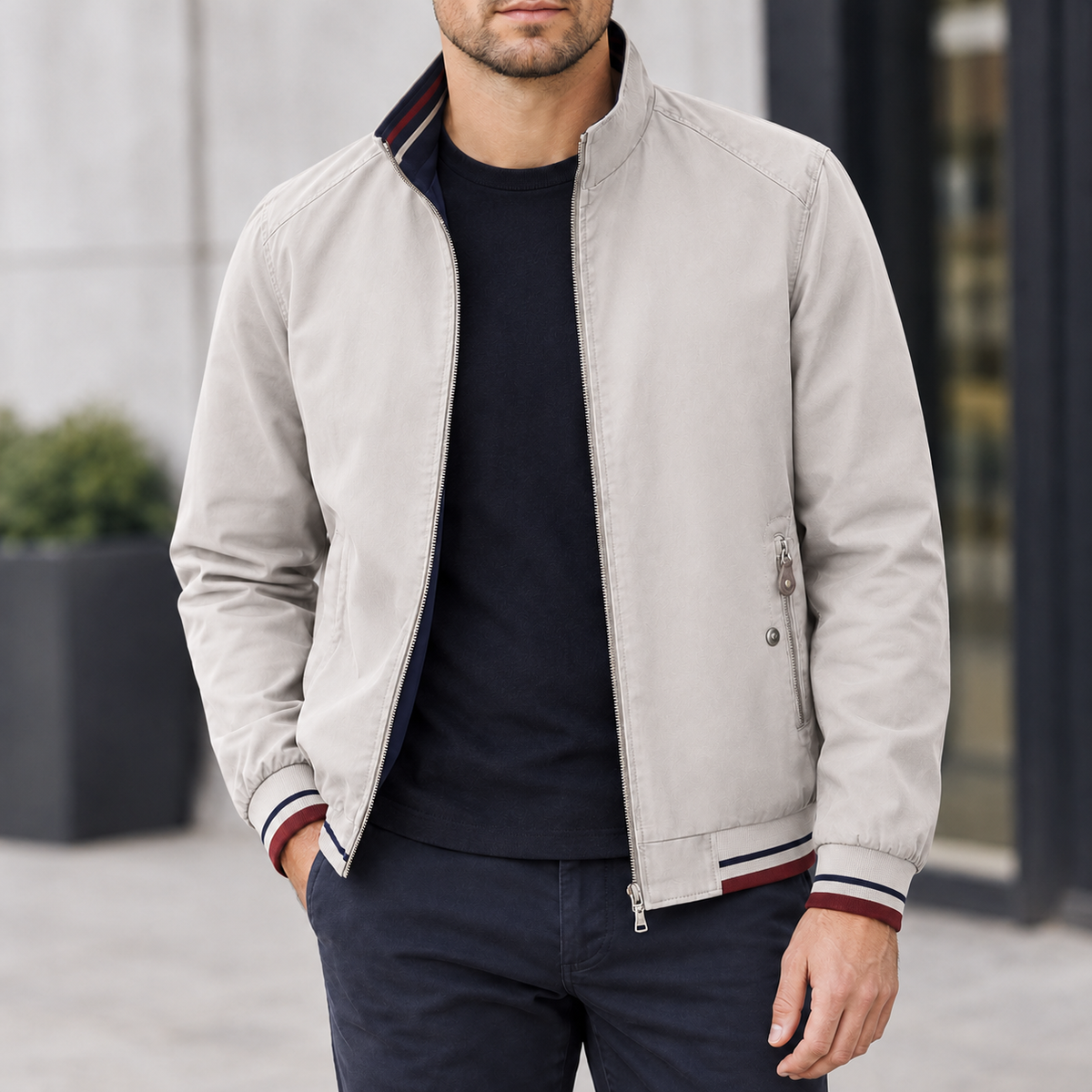 Witherslack Stand Collar Jacket - Off White
