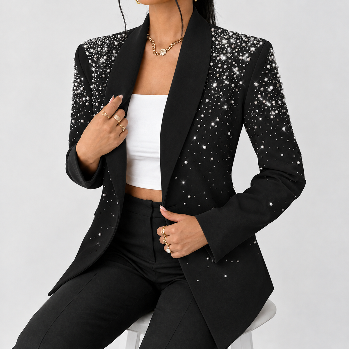 Hetton Embellished Blazer - Black