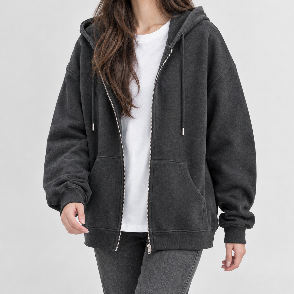 Lamellion Relaxed Zip Hoodie - Dark Gray