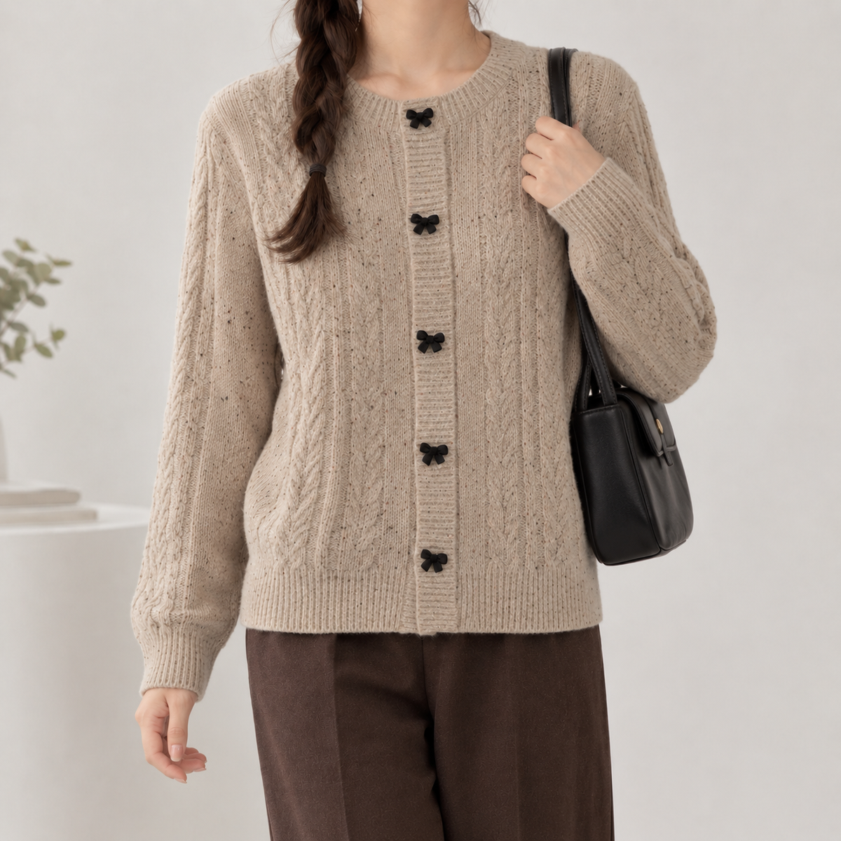 Valencia Cashmere Cardigan - Taupe
