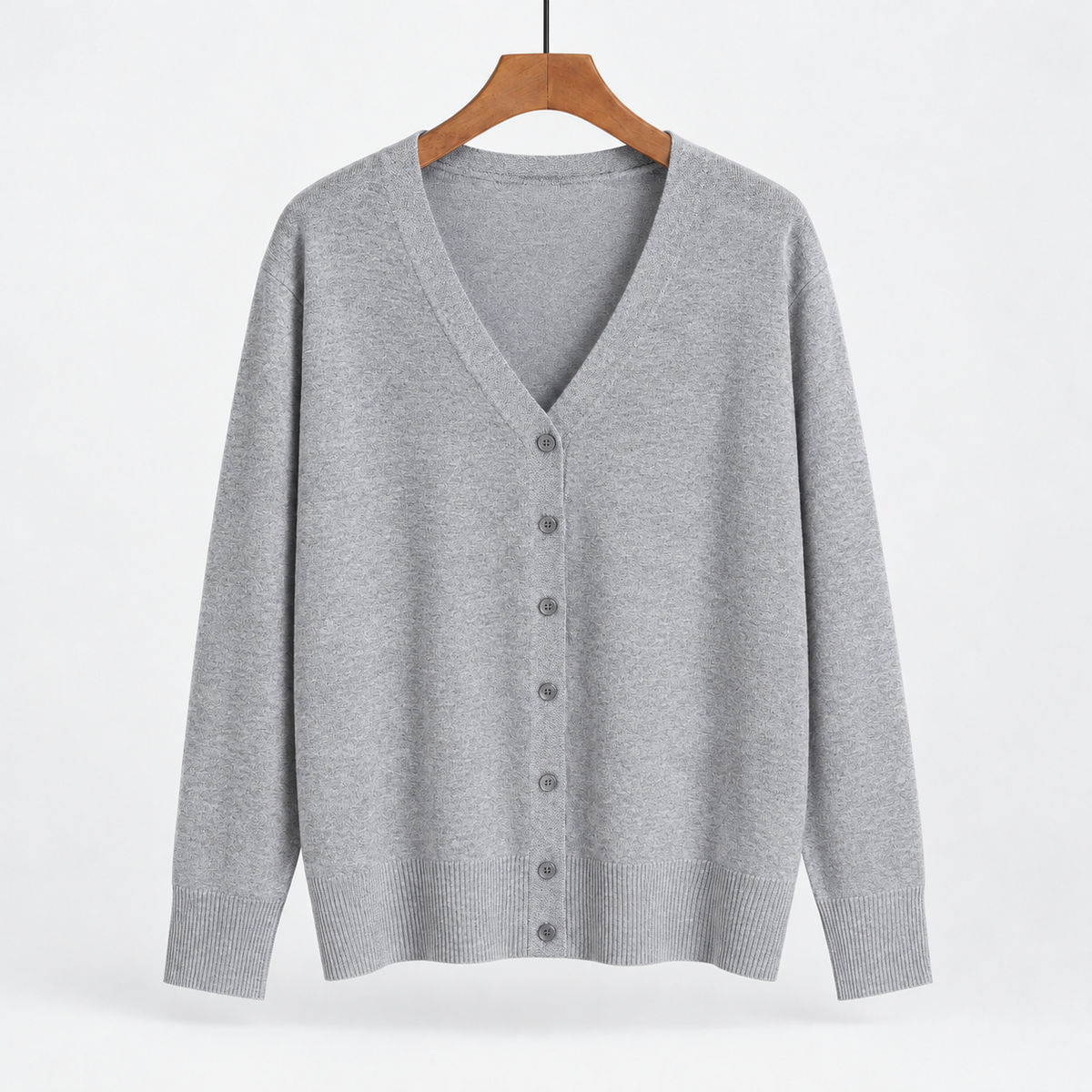 Rampside Button Front Cardigan - Light Gray