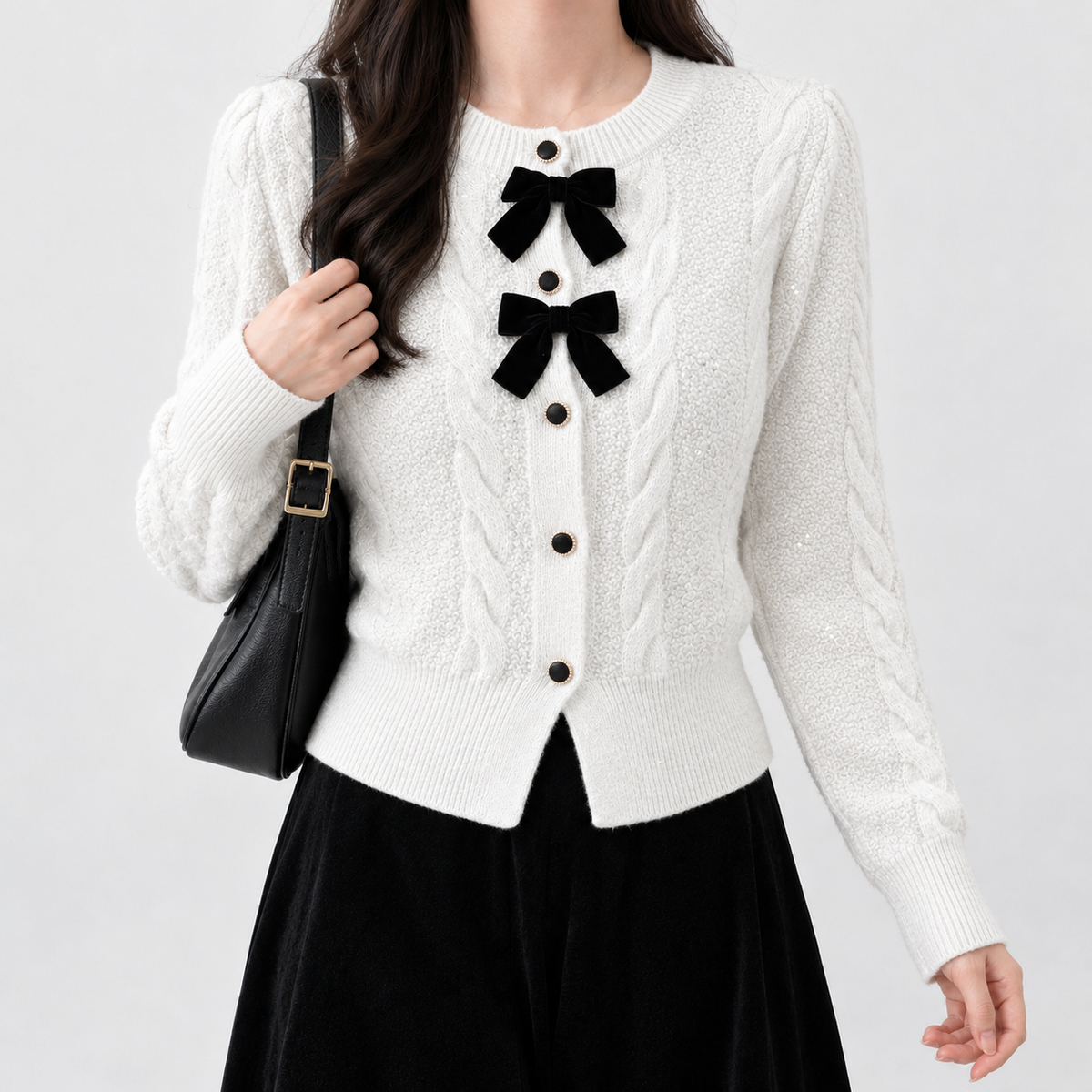 Greygarth Bow Cardigan - White