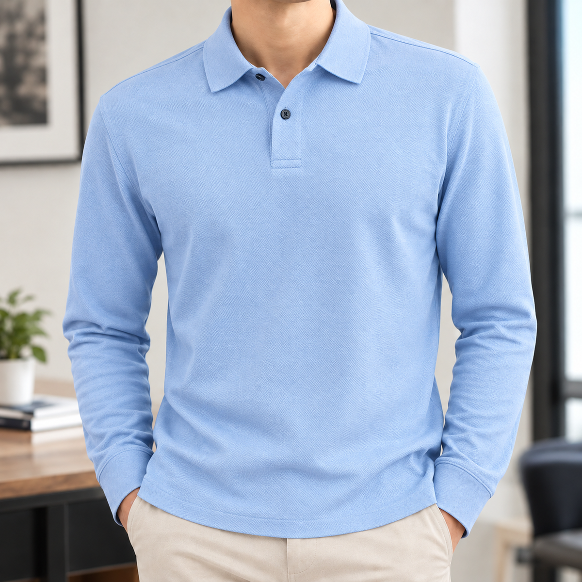 Hudson Cotton Polo - Light Blue