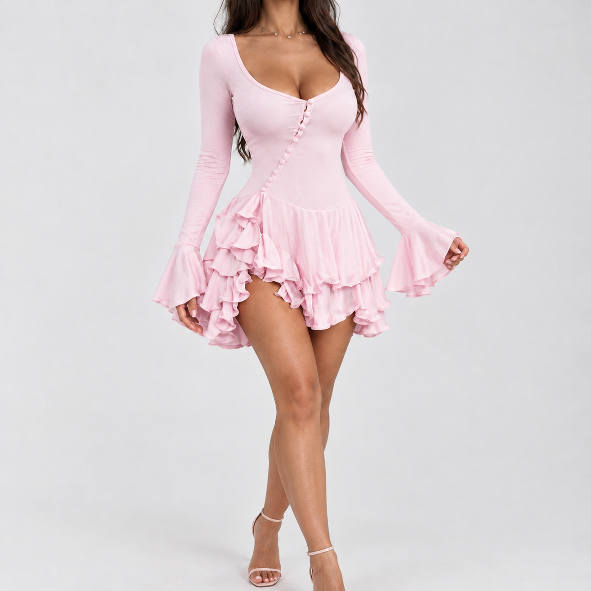 Neenton Ruffle Mini Dress - Pink
