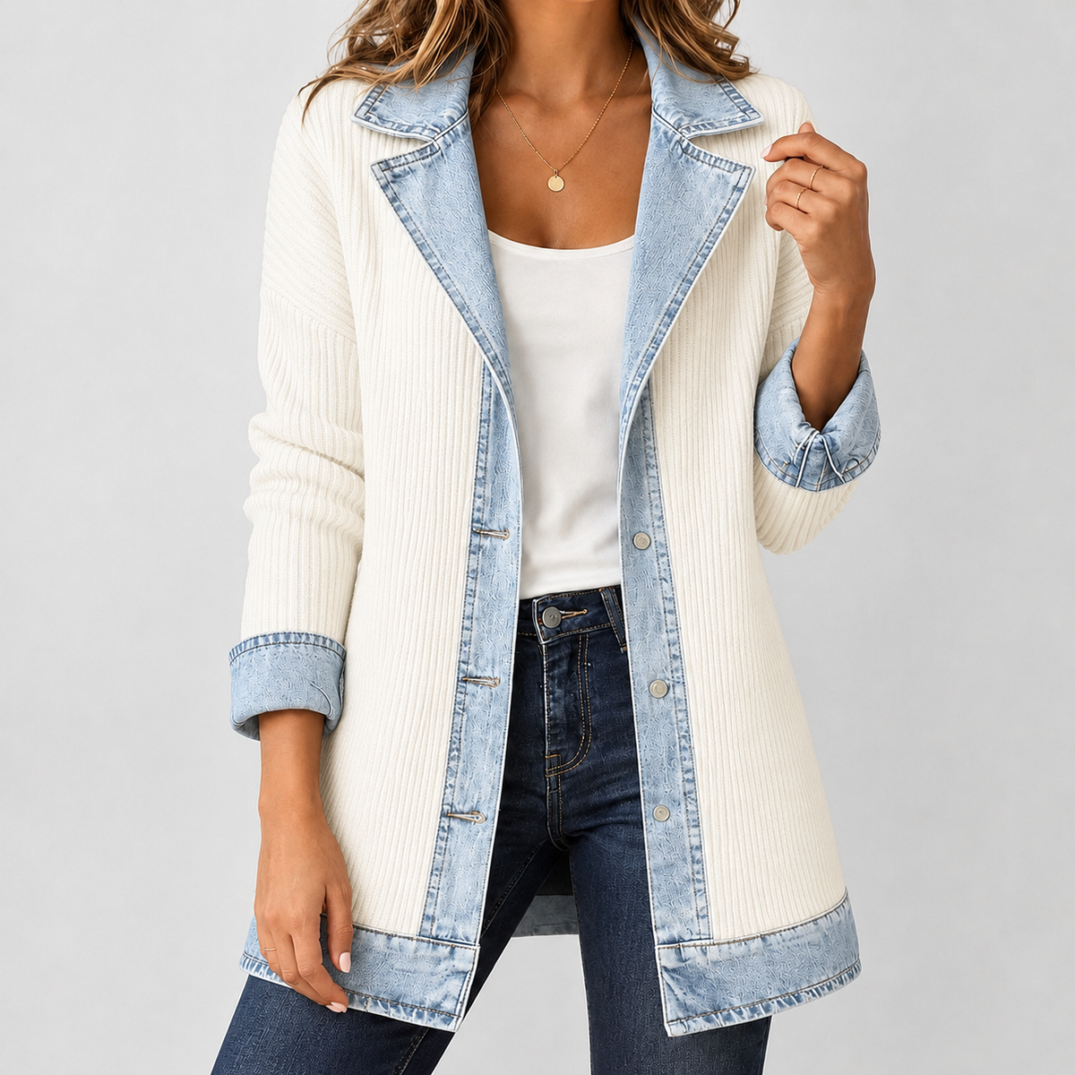 Briggswath Ribbed Denim Jacket - White
