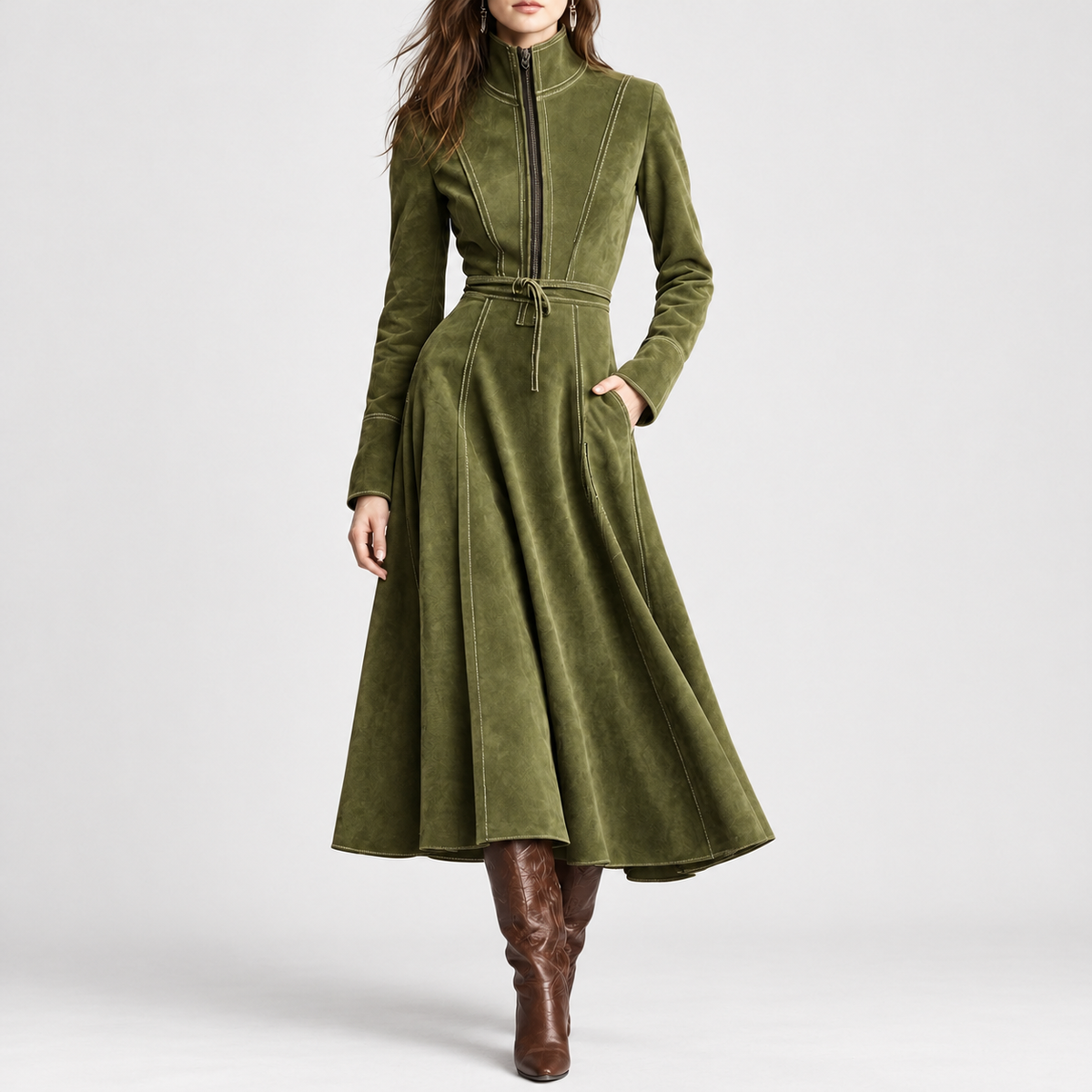 Urswick A-Line Dress - Army Green